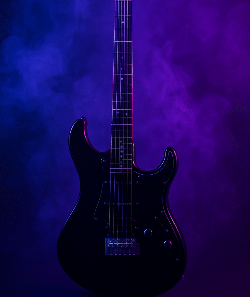 Black Stratocaster Guitar, like the band Uses